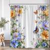 Watercolour Floral Butterflies Shower Curtains Yellow Purple Flower Green Plant Butterfly Minimalist Bathroom Decor Bath Curtain
