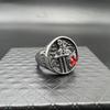 Hip Hop Fashion Men's Soldier Cross Round Ring Templar Letter Carving Ring Punk Seal Jewelry for Men Party Gifts Jewelry
