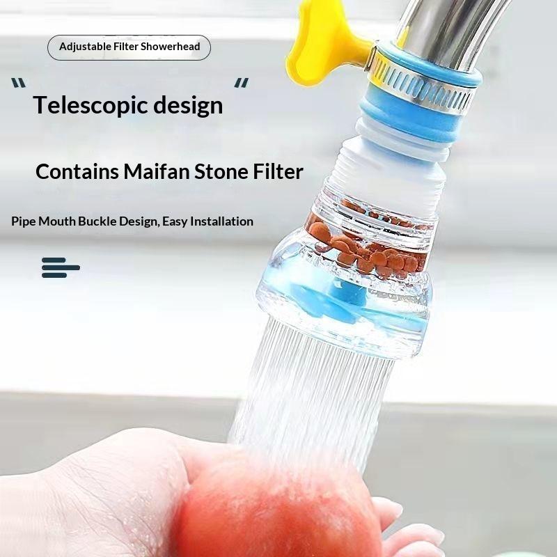 Extended Rotatable Water Tap Splash Filter Head Kitchen Water Saving Spray Nozzle Tap Extension Sprayer Filtration Clean Water