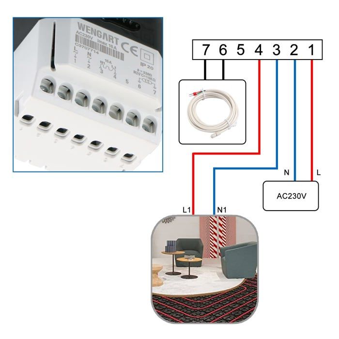 AIMOONSA Thermostat hebdomadaire programmable tactile pour chauffage au sol AC230V 3A Blanc