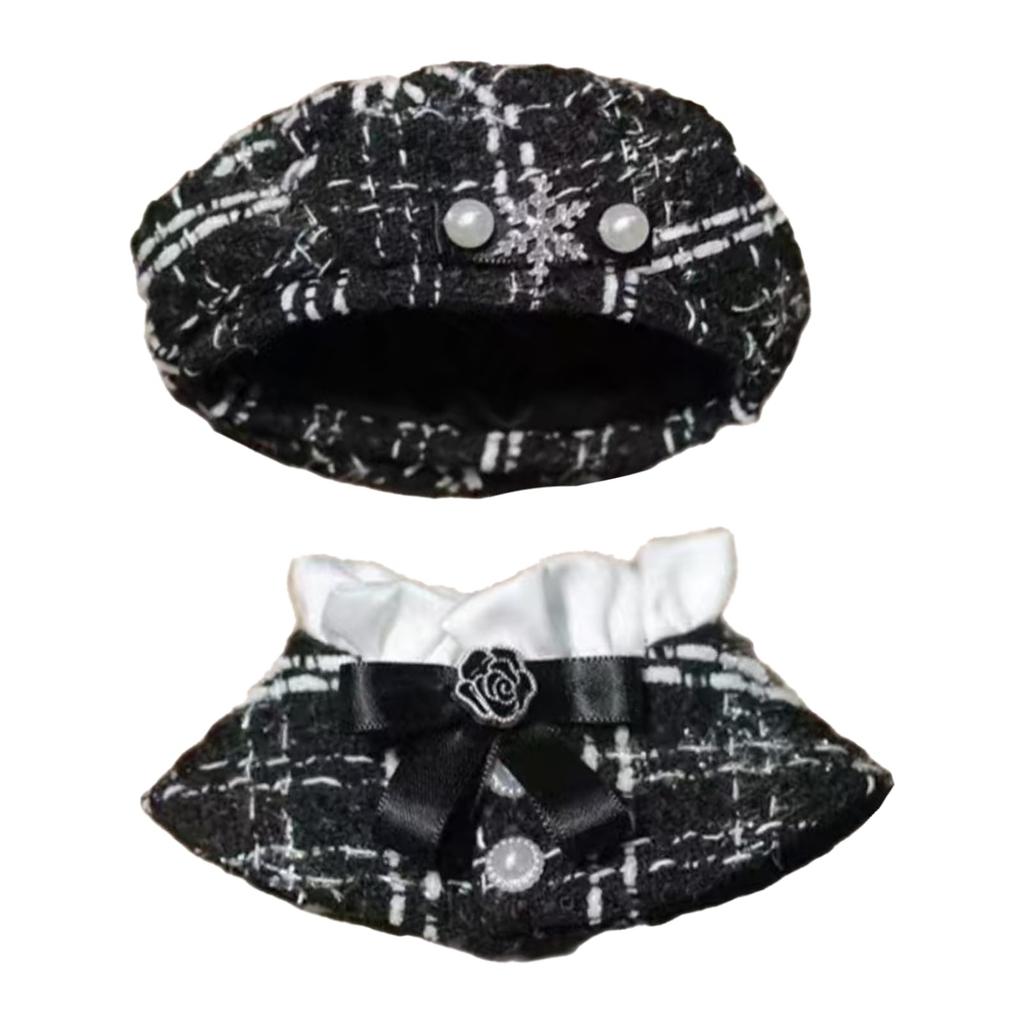 COZENTA Plush Doll Clothes, Hat, and Cape Set (15cm, Black)