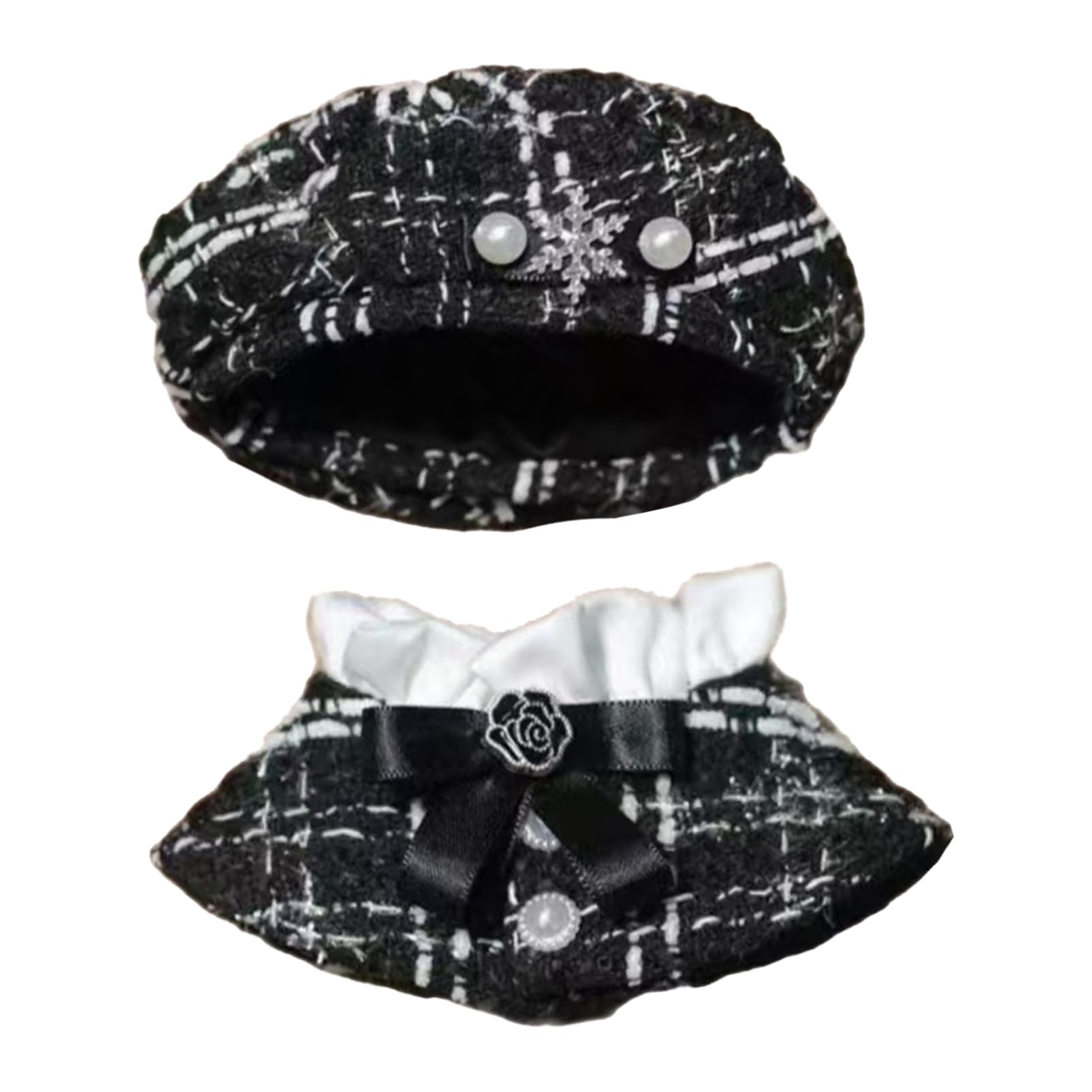 

COZENTA Plush Doll Clothes, Hat, and Cape Set (15cm, Black)