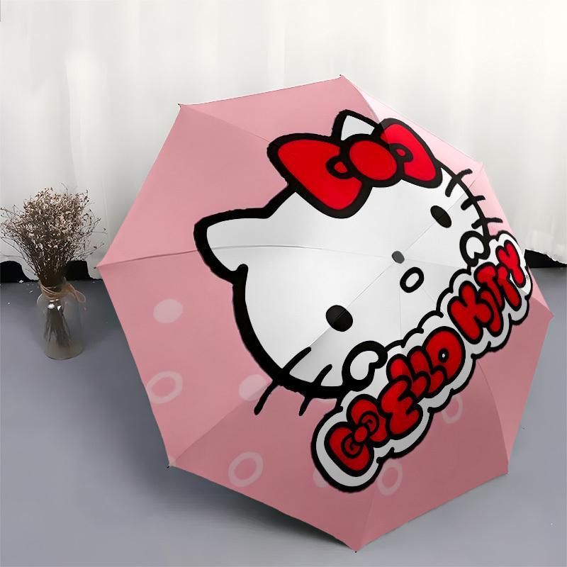 1pc Hello Kitty Sticker Design Umbrella with Plastic Handle,Suitable for All Seasons Home Travel Outdoor UmbrellaSanlio120
