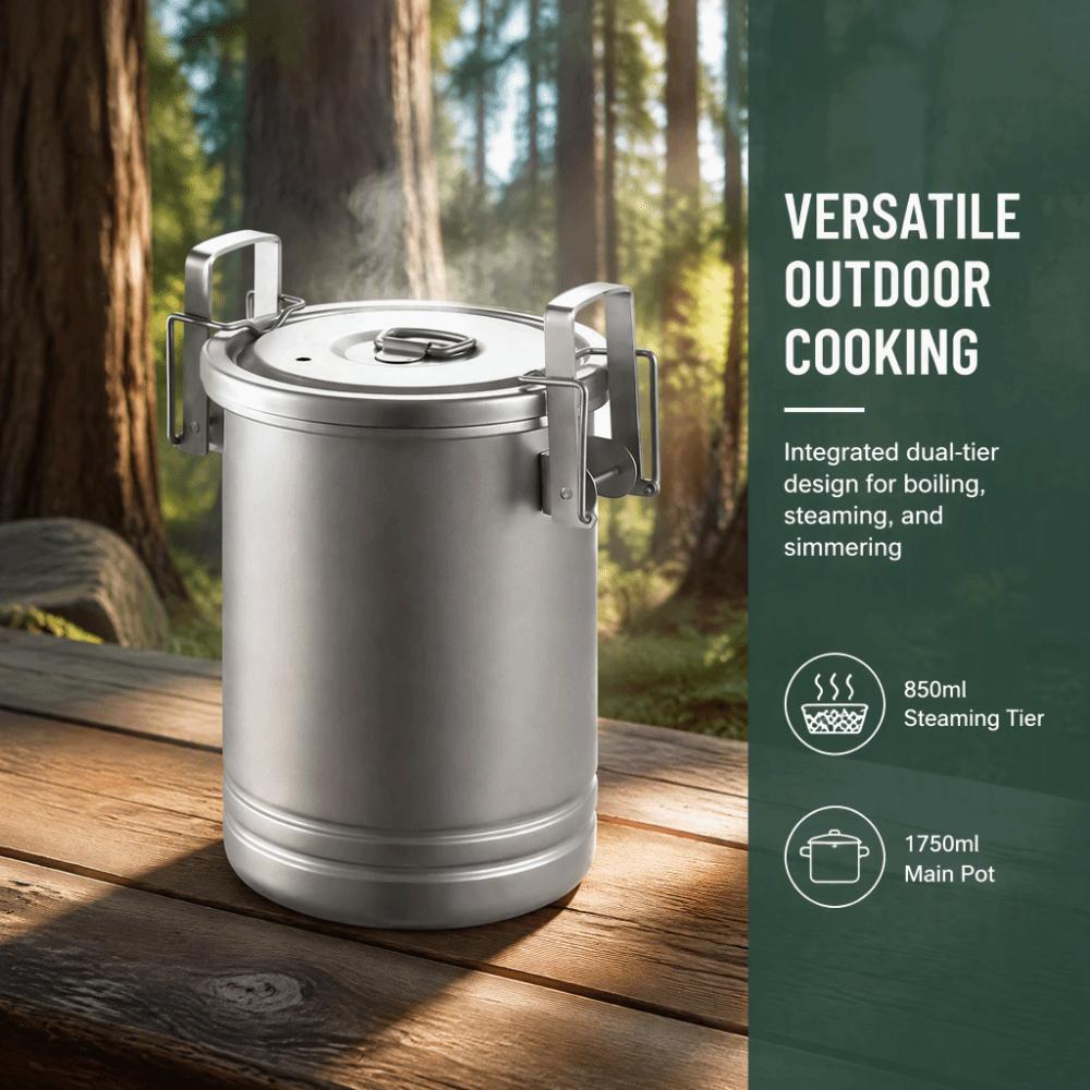 With Lid Outdoor Cooking Pot Steamer Function 304 Stainless Steel Canister  Hiking