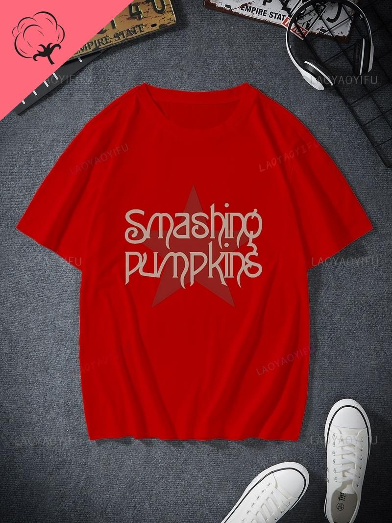 Smashing Pumpkins Classic Rock Band Poster Print Fashion T-shirt, Casual Cotton Round-neck T-shirt for Men and Women S