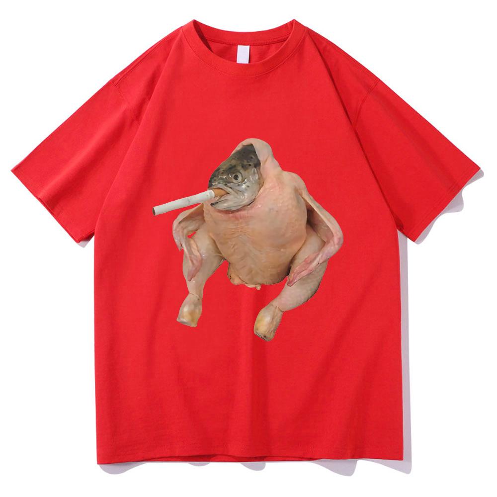 

Fish Face Chicken Smoking A Cigarette Meme Tshirt Funny Men/Women Clothing Harajuku T-shirt Unisex Cotton Tops Graphic T Shirts 4XL