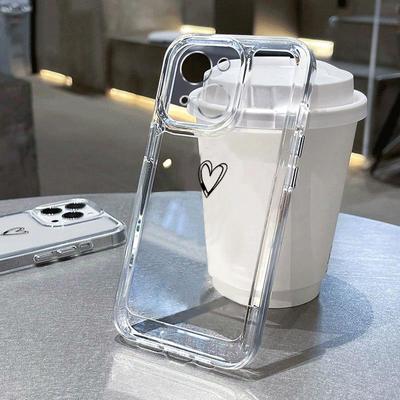 Pre iPhone 15 Pro Max 14 Plus 13 12 Mini 11 XR XS 8 7 Puzdro Love Heart Nárazuvzdorné mäkký silikónový priehľadný ochranný kryt na telefón