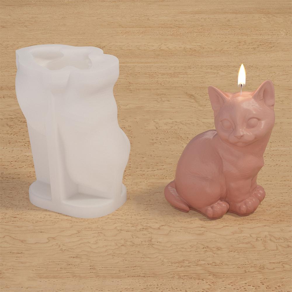 3D Pet Cat Candle Mold DIY Crafts Plaster Resin Mold Funny Animal Figurines Molds  Party Favors