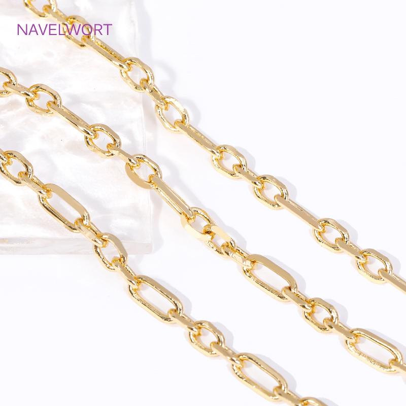 18K Gold Plated Brass Oval Cable Chain High Quality Metal Bulk Chains For Jewelry Making DIY Handmade Jewellery Making Supplies