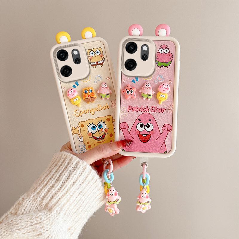 KEYSION Cute Ear 3D Cartoon Case for OPPO Reno14 F 5G with Bracelet Soft Silicone Shockproof Phone Cover for OPPO Reno 14F 5G