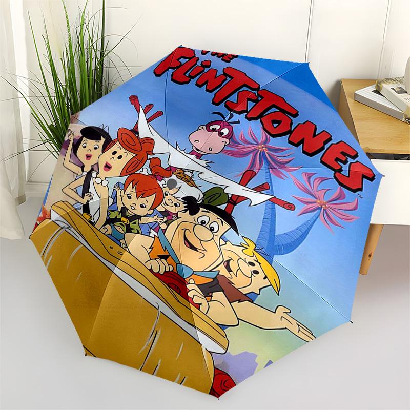 

1pc Flintstones Outdoor Umbrella - Automatic Opening/Closing, Portable 3-Fold Design with Iron Frame - Ideal Gift for Fans, Travelers, Daily Use.N068