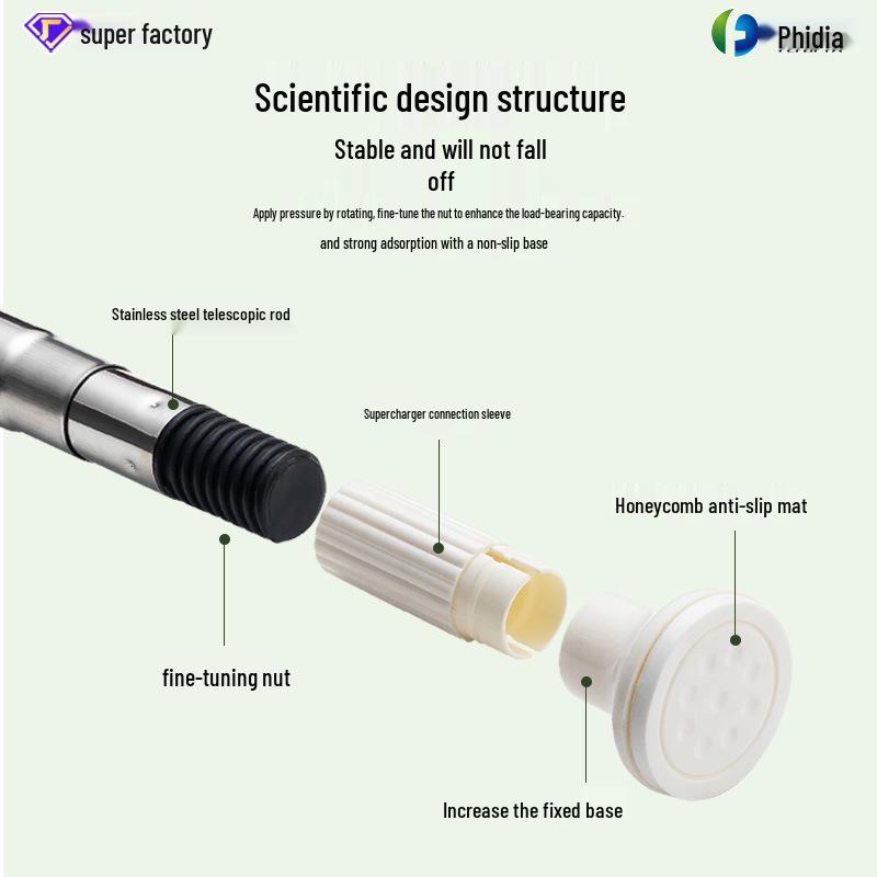 Adjustable No-Drill Universal Telescopic Shower Curtain Rod - Electroplated Enamel Finish