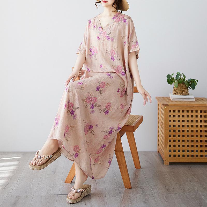 Chic Bohemian V-Neck Plus Size Women s Robe - European & American Style Plus Size Free Size
