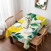 Summer Lemon Waterproof Tablecloths Green Botanical Leaf Watercolor Tablecloth Rectangle Table Cover for Kitchen Dining Party