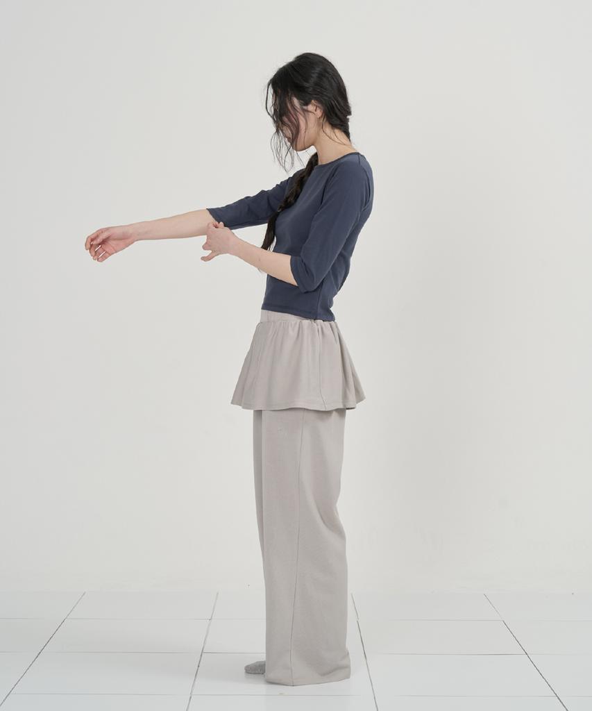 Ouas [Thin Mini Terry] Skirt Sweatpants Gray