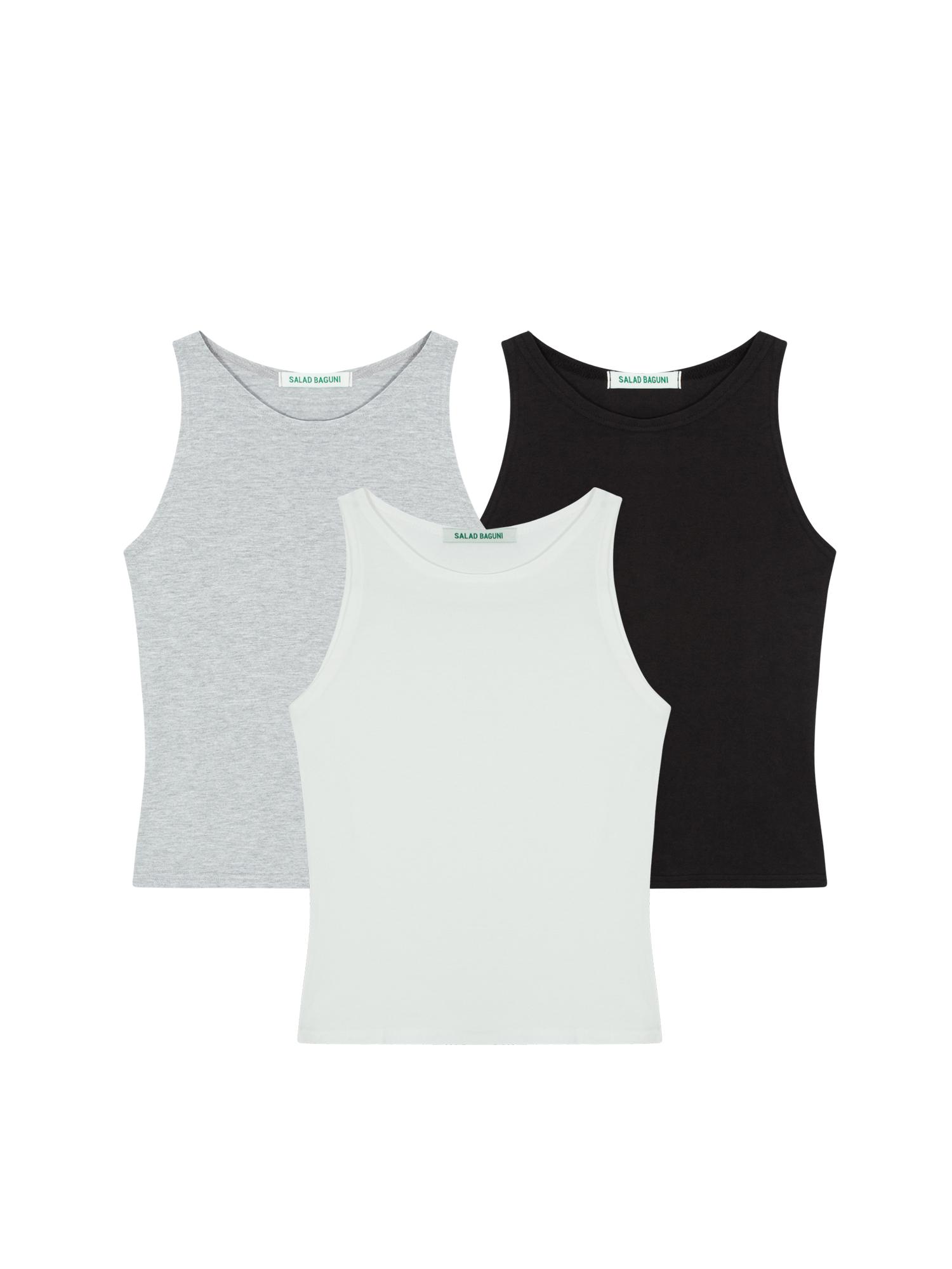 Salad Basket [3Pack] Soft Touch Inner Tank (White, Gray, Black) Free