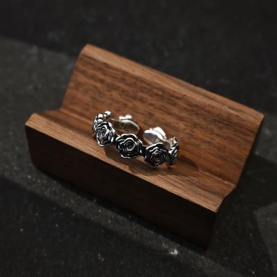 Retro Bloemkroon Verstelbare Open Ring Voor Mannen Vrouwen Zilverkleurig Koper Punk Gotisch Edgy Sieraden Unisex Accessoires Cool Cadeau
