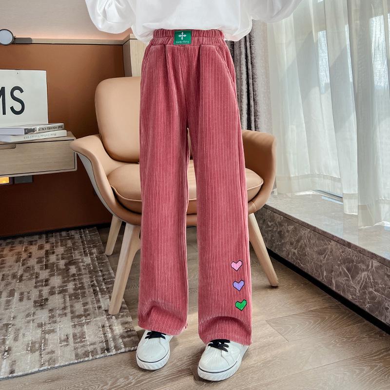 

Girls Fleece-Lined Straight-Leg Pants - 2025 New Autumn/Winter Fashion for Middle and Big Kids 120