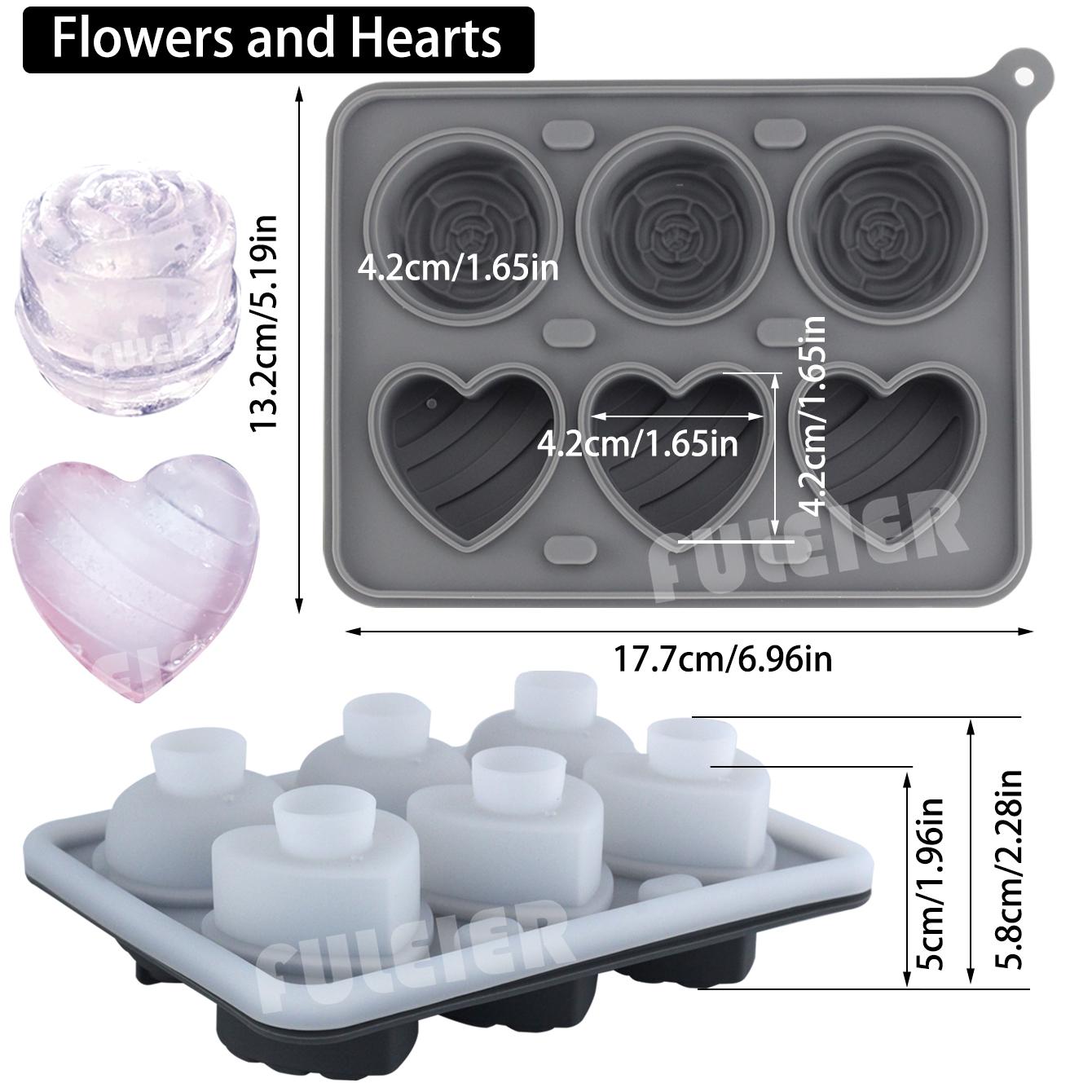 

Silicone Mold Ice Cube Tray With Covers Ice Cube Molds Rose heart,Diamond Ice Cube Maker Mold For Cocktails Drinks Whiskey