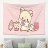 Kawaii Bär Wandteppich Rosa Polka Dot Süßes Tier 2D Druck Wandbehang für Schlafzimmer Dekoration Geschenk