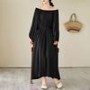 Women Loose Elegant Long Dress Plus Size Vintage Casual Maxi Long Sleeve Dresses Spring Summer