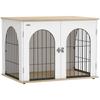 PawHut Dog Crate Furniture Indoor Dog Cage Arch with Double Door As Metal Side Table 80x56x59cm White