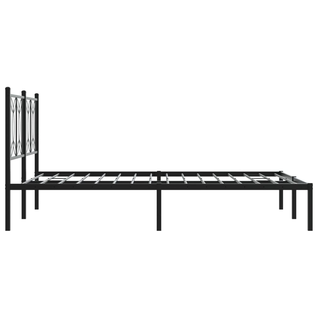 Metal Bed Frame with Headboard Black 135 X 190 Cm