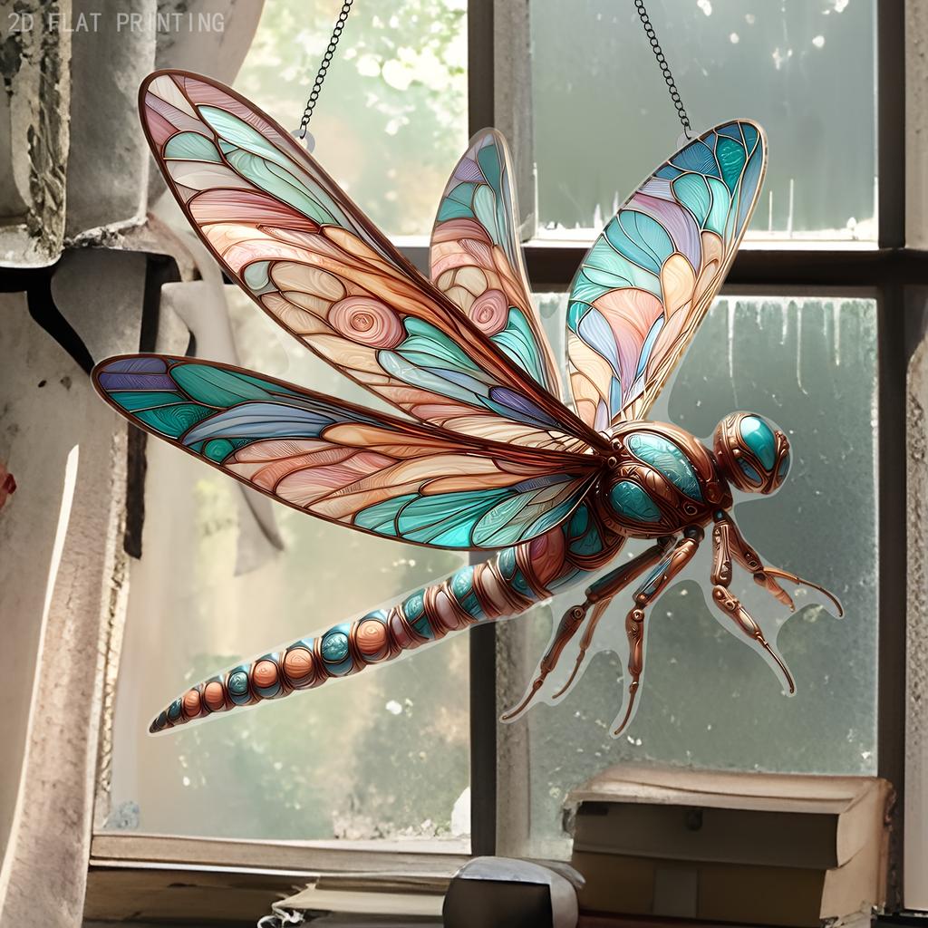 Akrylowa zawieszka 2D ważka do okna z elementem łapiącym światło, dekoracja ścienna z motywem ważki, wystrój do domu, biura, ogrodu, prezenty świąteczne
