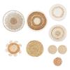7/9Pcs/Set Boho Wall Basket Decoration Handmade Woven Round Flat Wall Hanging Decor Bohemian Decorative Rustic Rattan Seagrass Wicker Wall Art