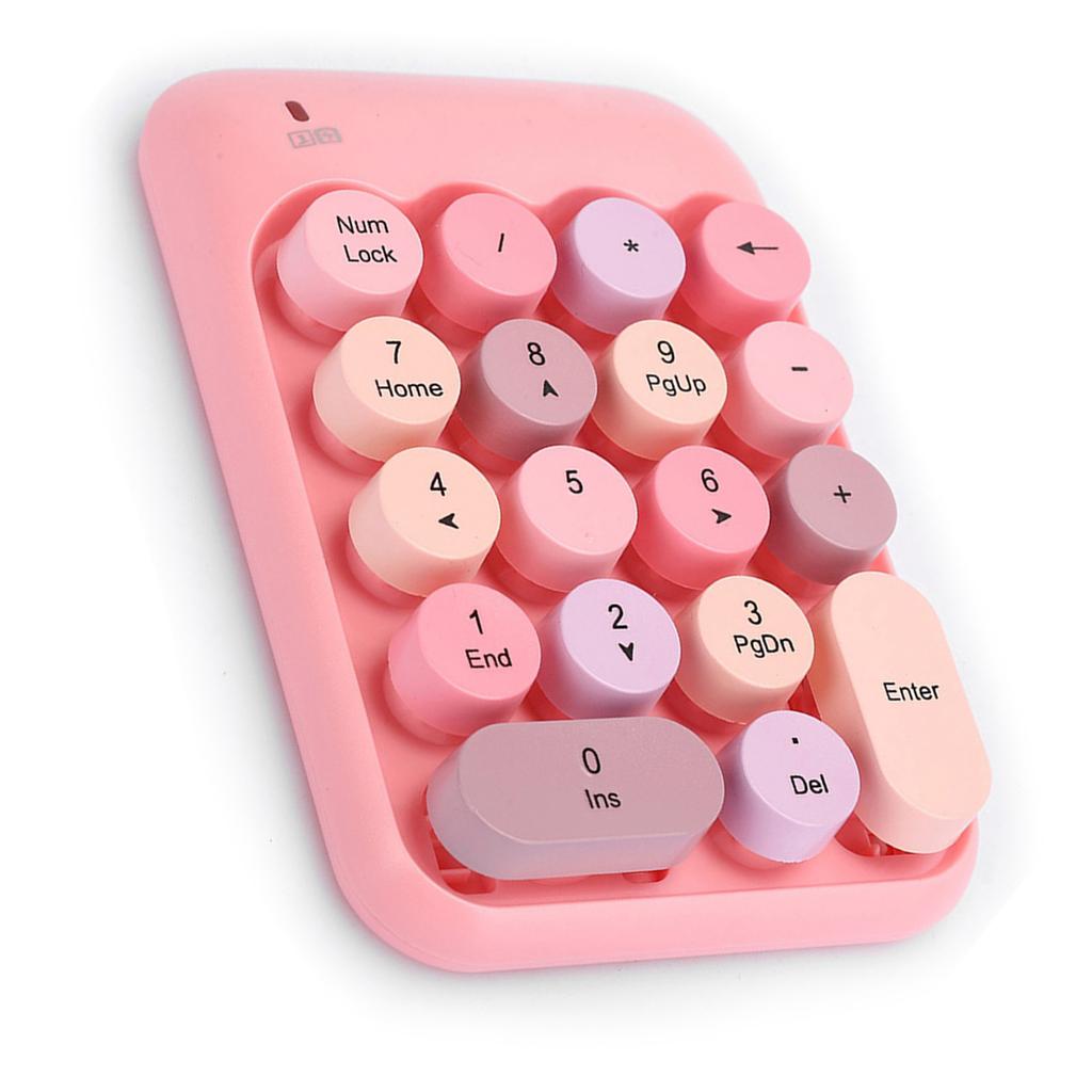 Mini 2.4G Wireless Numeric Keypad Vintage Colorful Round Cap Num Keyboard Waterproof 18 Keys for Financial Accounting