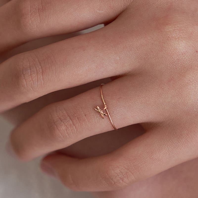 

OR D`OR [14K] Міні-кільце-підвіска у формі банта rose gold