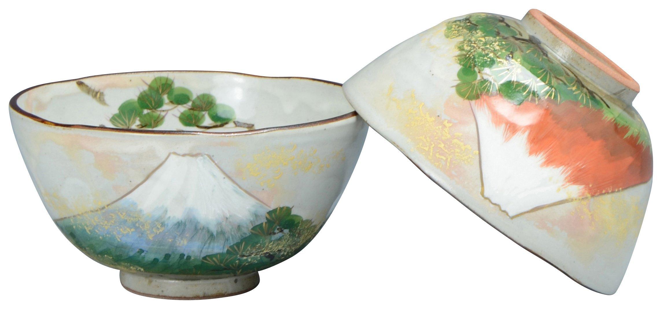 

Kyoto ware Kiyomizu ware Shunzan kiln set rice bowl Kissho Fuji LSK509