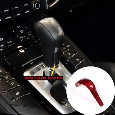 Red Carbon Fiber Gear Shift Knob Trim Cover For Porsche Cayenne 958 2011-2017
