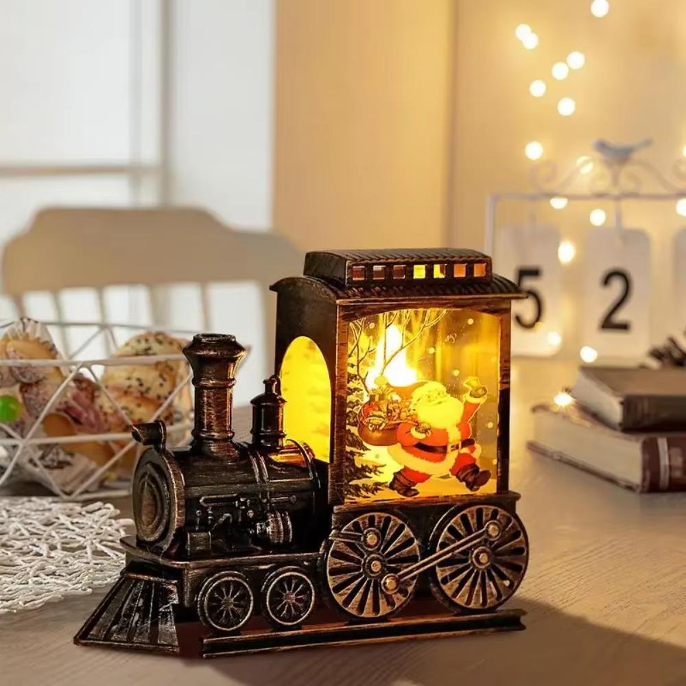 Vintage Train Ornaments Deer Design Train Night Lamp Christmas Train LED Light Festive Party