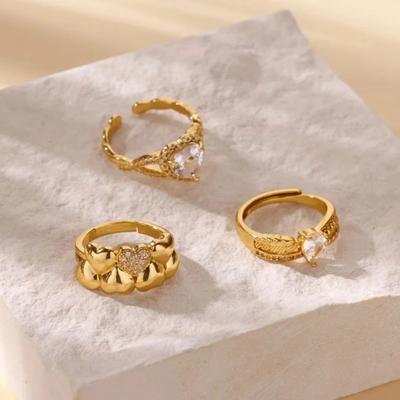 Super Beautiful Light Luxury Love Zircon Wheat Ear Ring K Gold Diamond Elegant Index Finger Ring Romantic Ring