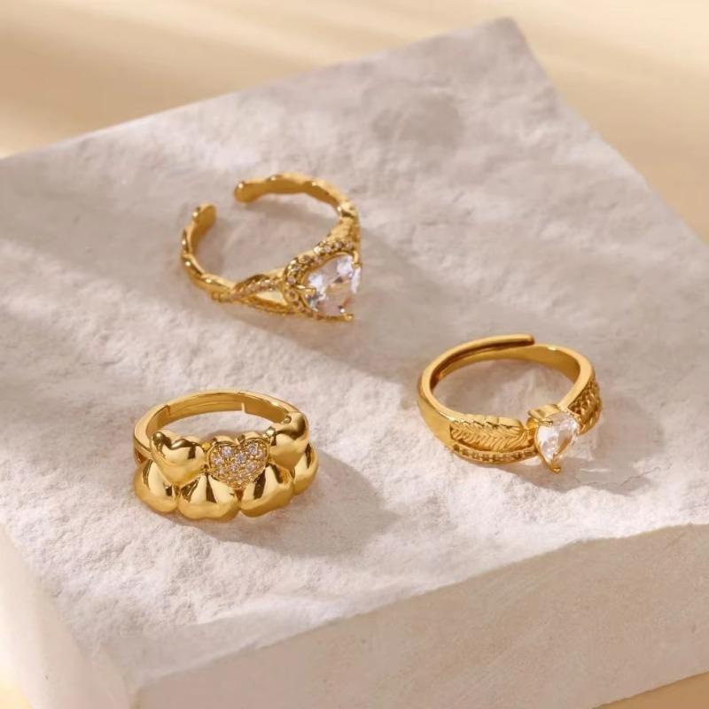 Super beautiful light luxury love zircon wheat ear ring k gold diamond elegant index finger ring romantic ring