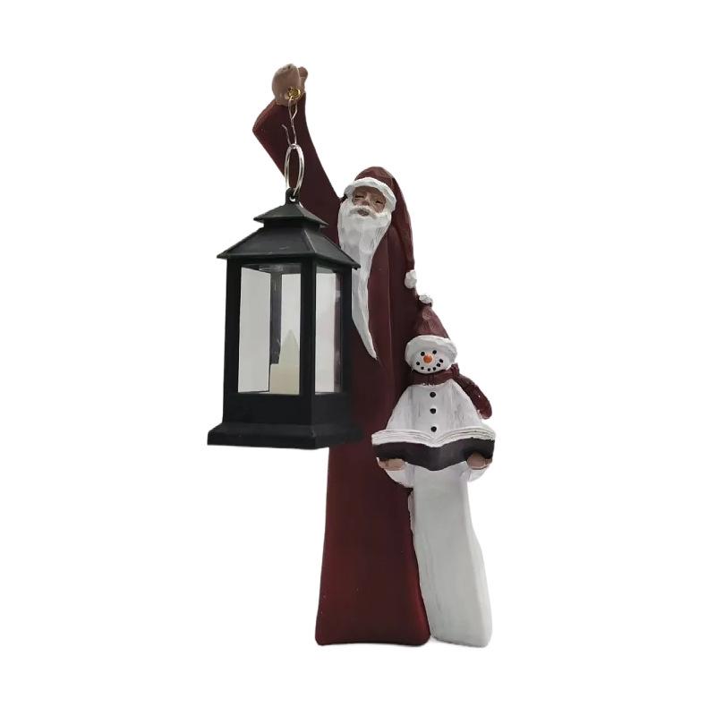 Christmas Resin Craft Ornaments: Santa Claus and Snowman Night Light for Home Décor