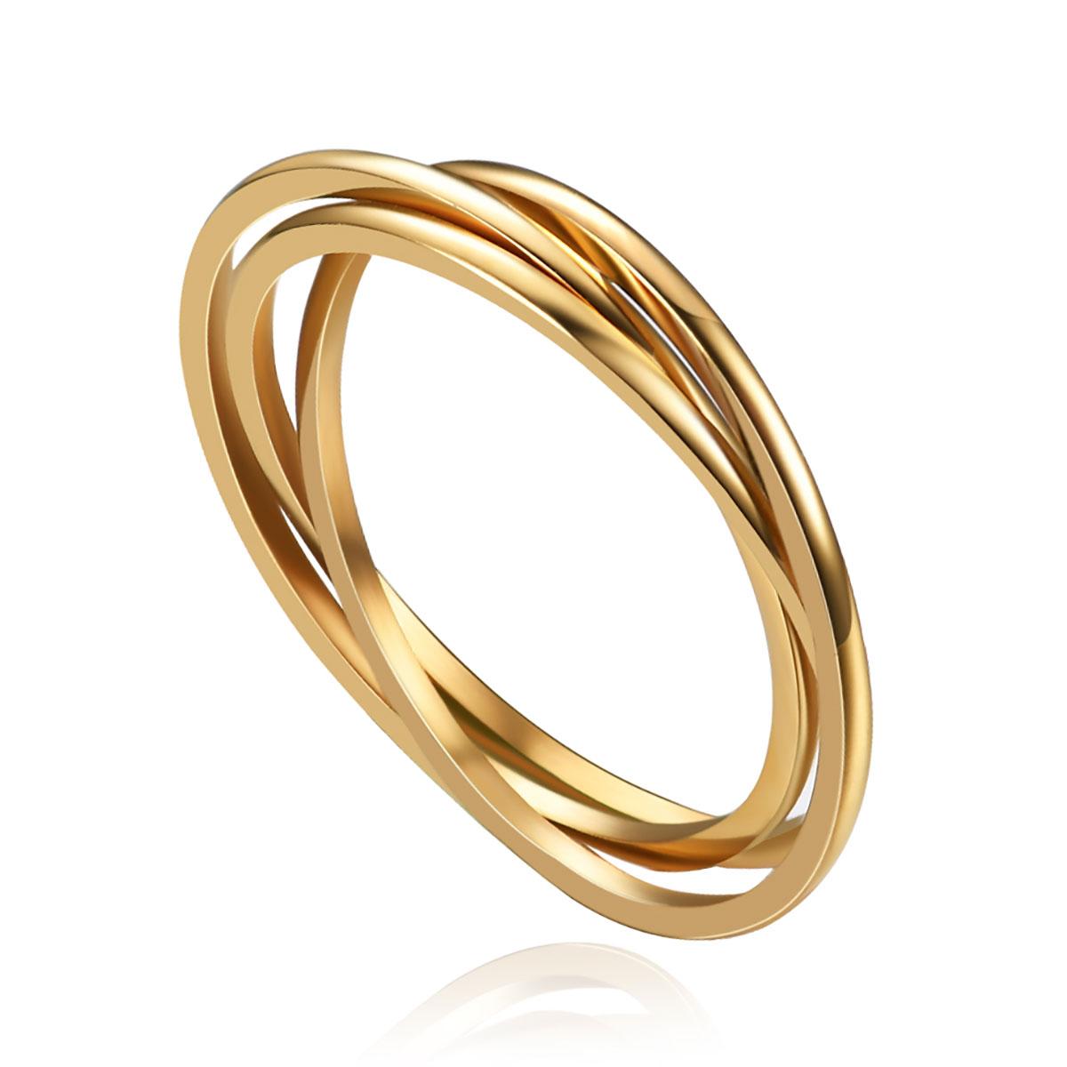 

Stainless Steel Three Circle Single Loop 1MM Men and Women Rings Fashionable Three Circle Couples Matching Rings 4 золотой