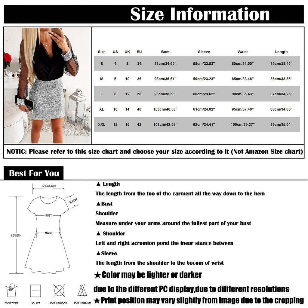 Mode Damen Locker Sexy V-Ausschnitt Pailletten Hüftbetont Spitze Langarm Splicing Kleid