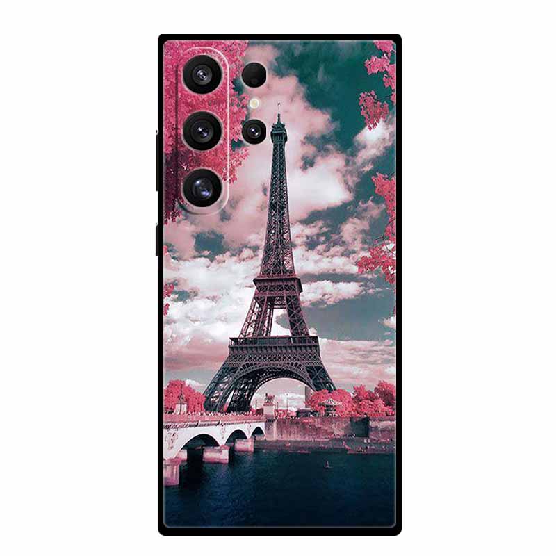 For Samsung Galaxy S25 Ultra Cover Lion Tiger Black Silicone Painted Starry Cat Case For Galaxy S24 S23 S22 S21 Ultra TPU Shell