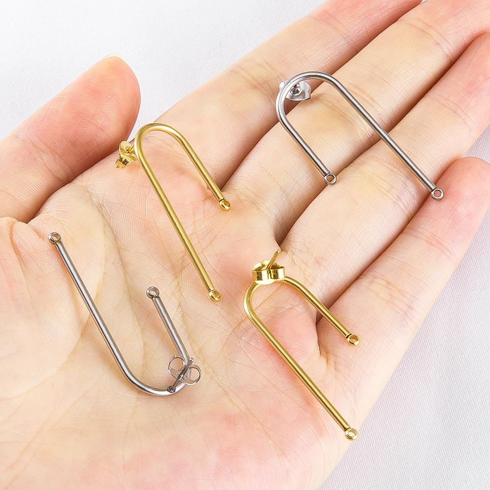 5 Paar Edelstahl Ohrbügel Langer Stift Post Haken Ohrstöpsel Verbinder Quaste DIY Schmuck Handgefertigte Ohrringe Zubehör Fundstücke