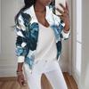 European and American 2025 Autumn New Baseball Collar Printed Jacket for Women Zipper Versatile Jacket Top