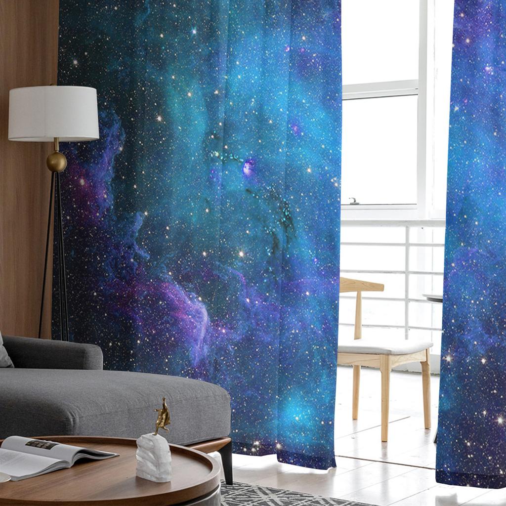 Starry Sky Symphony Galaxy Gauze Curtains For Children's Bedroom Kitchen Screen For Living Room Holiday Decor Voile Curtain