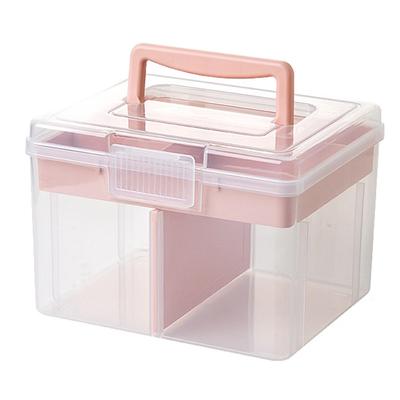 RYOHIN Lab. Stylish Medicine Box, First Aid Kit, Large Capacity, Transparent, Multi-Function Storage Case, Cute, Nordic Design, 1 Piece (Pink, Small)