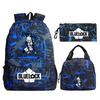 3 Piece School Backpack Set for Students Large Capacity Oxford Cloth Schoolbag with Shoulder Strap and Pencil Case