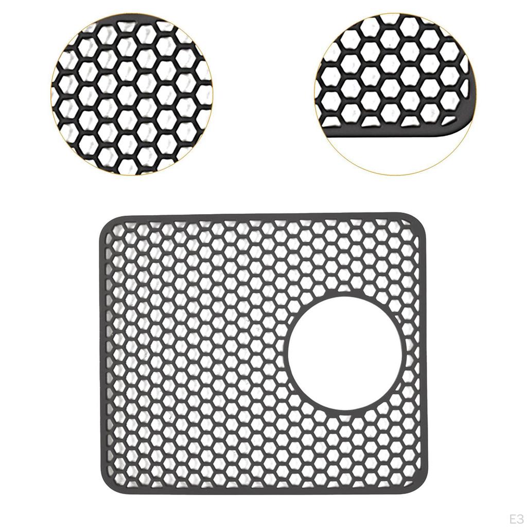 Kitchen Sink Mat Countertop with Center Hole Reusable Protector Silicone Drain Pad for