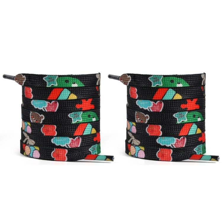 Polyester Flat Shoelaces 100cm Length Colorful Cartoon Patterns Universal Fit Shoe Strings for Sneakers Loafers