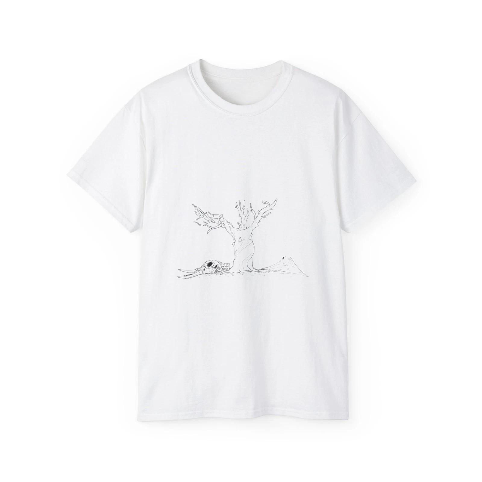 Plant Tree Nature Line Art Deluge Skull | Custom Graphic T-Shirt 4XL