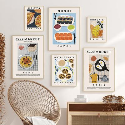 Nordic Posters And Prints Ramen Noodles Tacos Pizza Sushi Wall Art Canvas Painting Pictures For Kitchen Dinning Room Home Decor