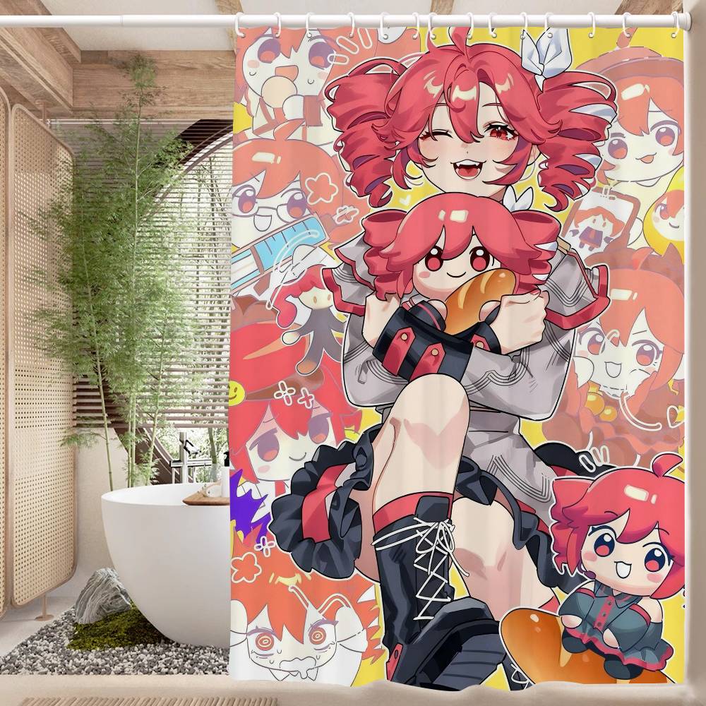 Popular Virtual Singer Kasane Teto Anime Shower Curtain Summer Beach Bathroom Decorative Shower Curtain, Waterproof